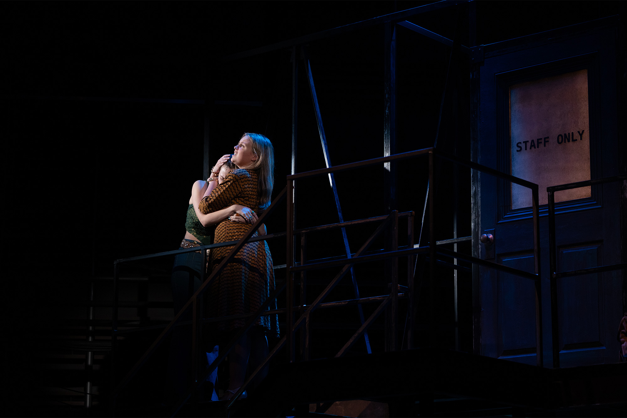 Charlotte Campo (left) and Ava Cronin rehearsing a scene from The Rink