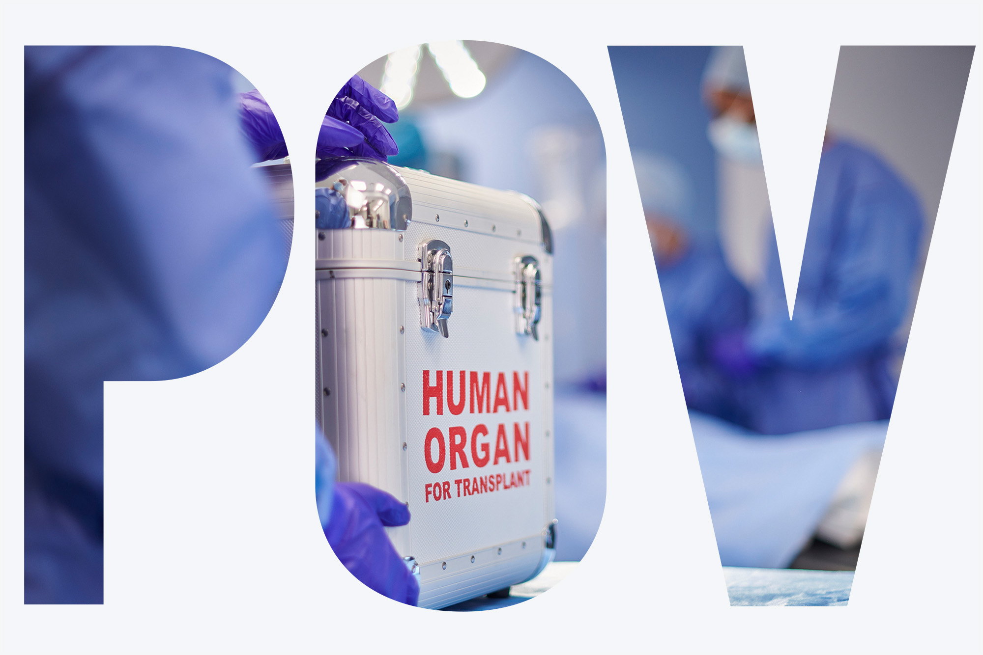Photo: A stock photo of locked case labeled HUMAN ORGANS.
