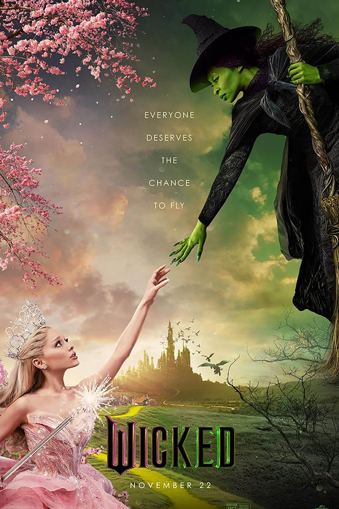 Photo: Poster for Wicked, a Universal Picture featuring Ariana Grande as Glinda and Cynthia Erivo as Elphaba