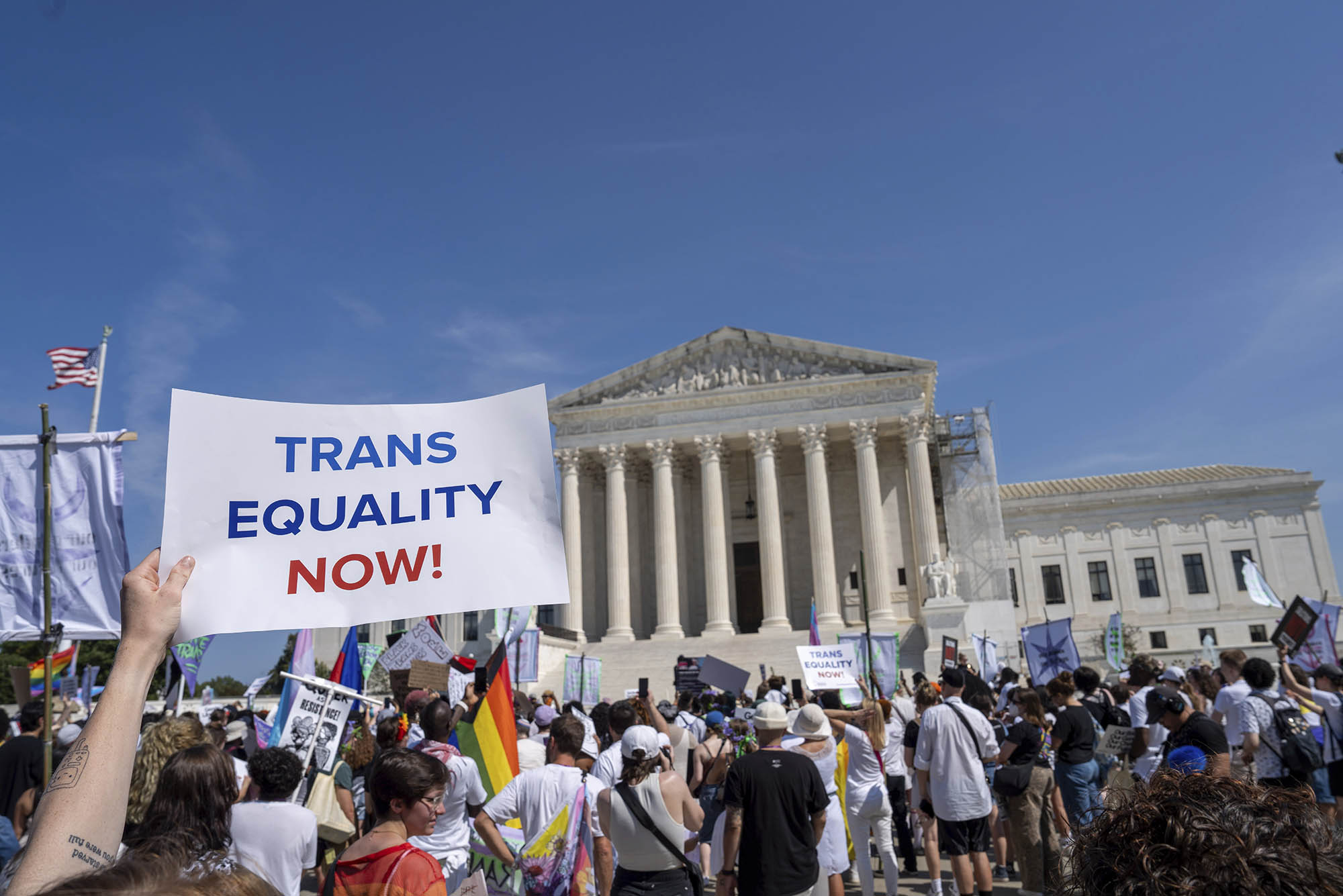 Photo: A protest for transgender rights outside of the Supreme Court building