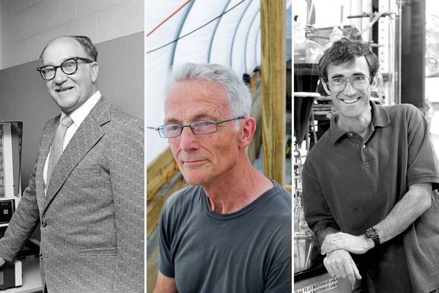 Photo: A collage image of three men, two of which of in black in white.
