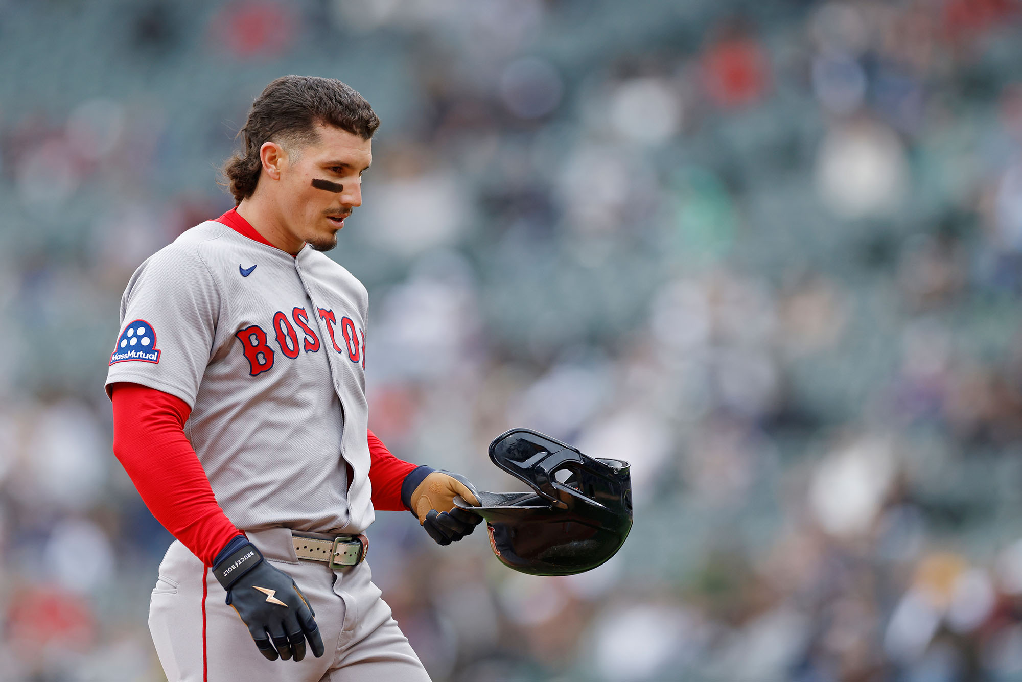 Photo: Boston Red Sox outfielder Jarren Duran looks on during an MLB game