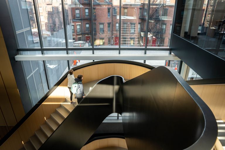 Interior view of stairwell in Computing and Data Science Building