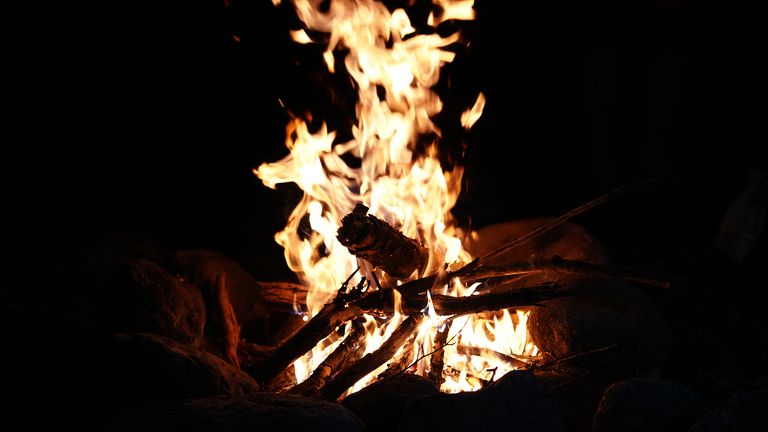 Campfire at night