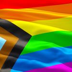 Pride Flag flowing in the wind.