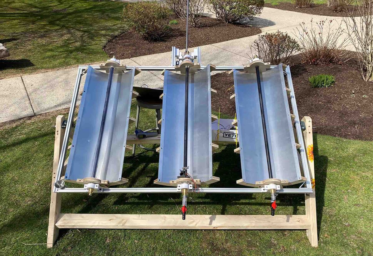 Photo: A solar heat collector with three panels