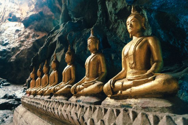 Buddha statue in temple in cave