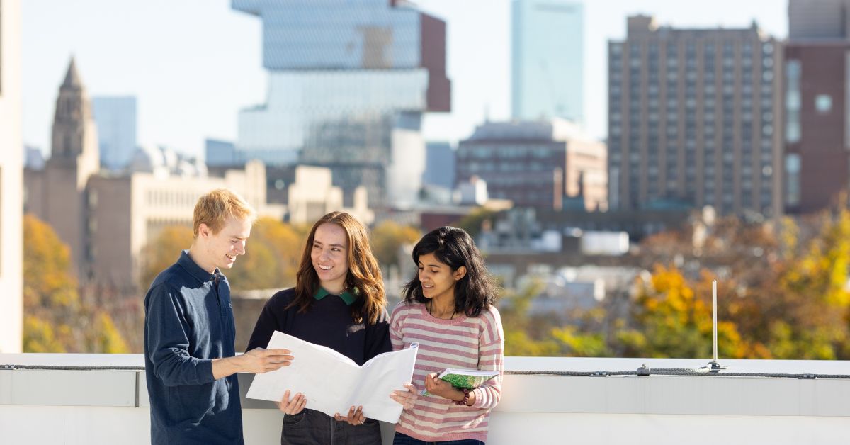 Students on campus rooftop.