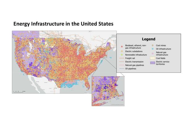 Map of energy 在frastructure across the United States