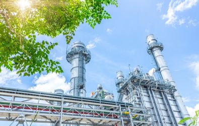 Power plant with tree.