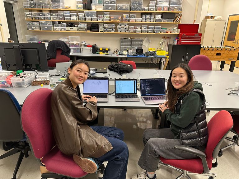 Students in an engineering lab.