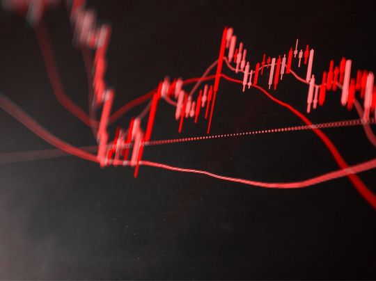 Black screen with red data points.