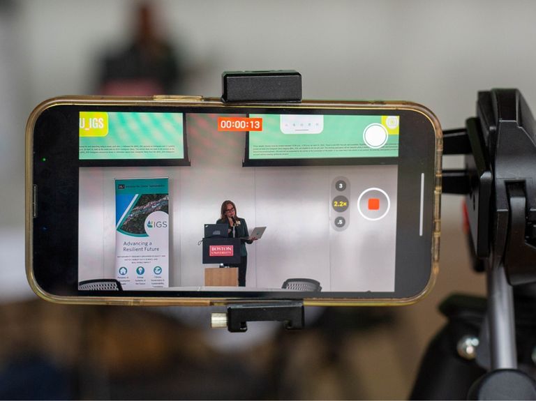 iPhone video recording a lecture.