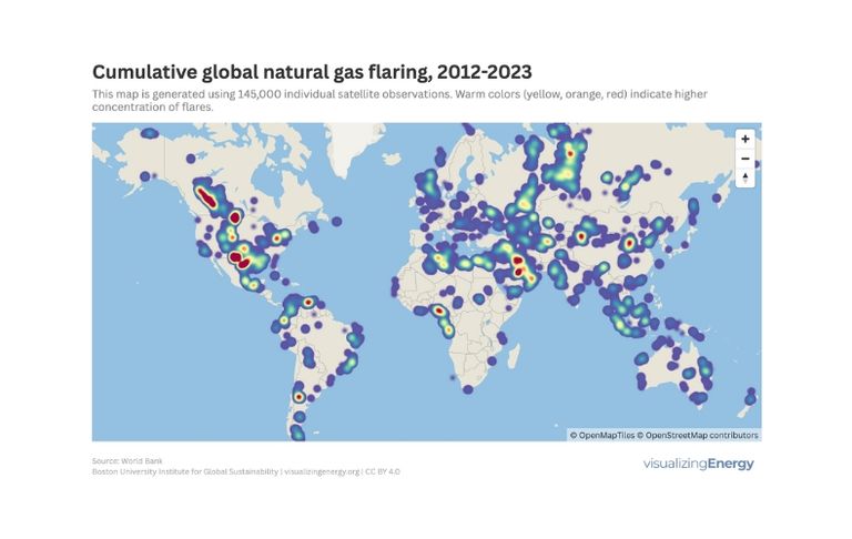 Cumulative global natural gas flaring, 2012-2023