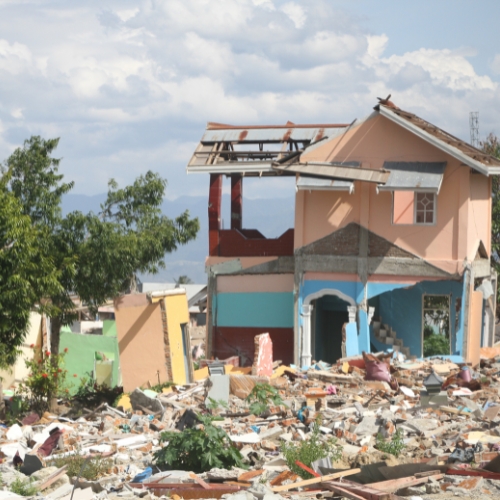 Destroyed abandoned house