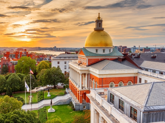 Birds-eye view of Massachusetts statehouse.