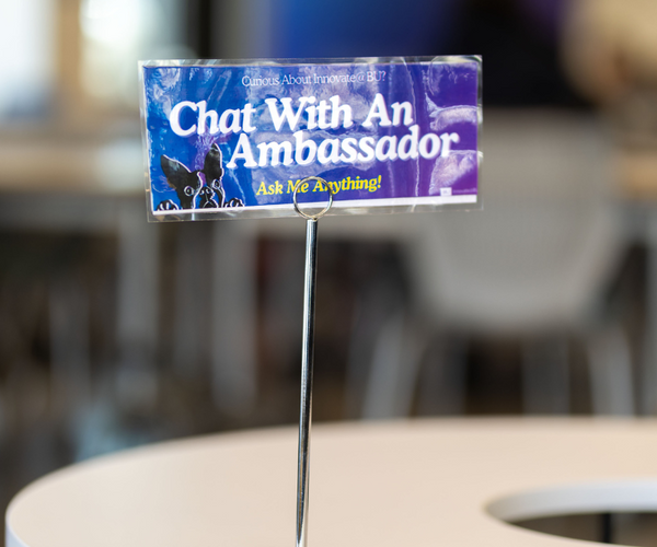 Chat with an Ambassador sign