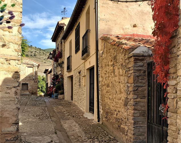 An empty street in Yanguas, Spain