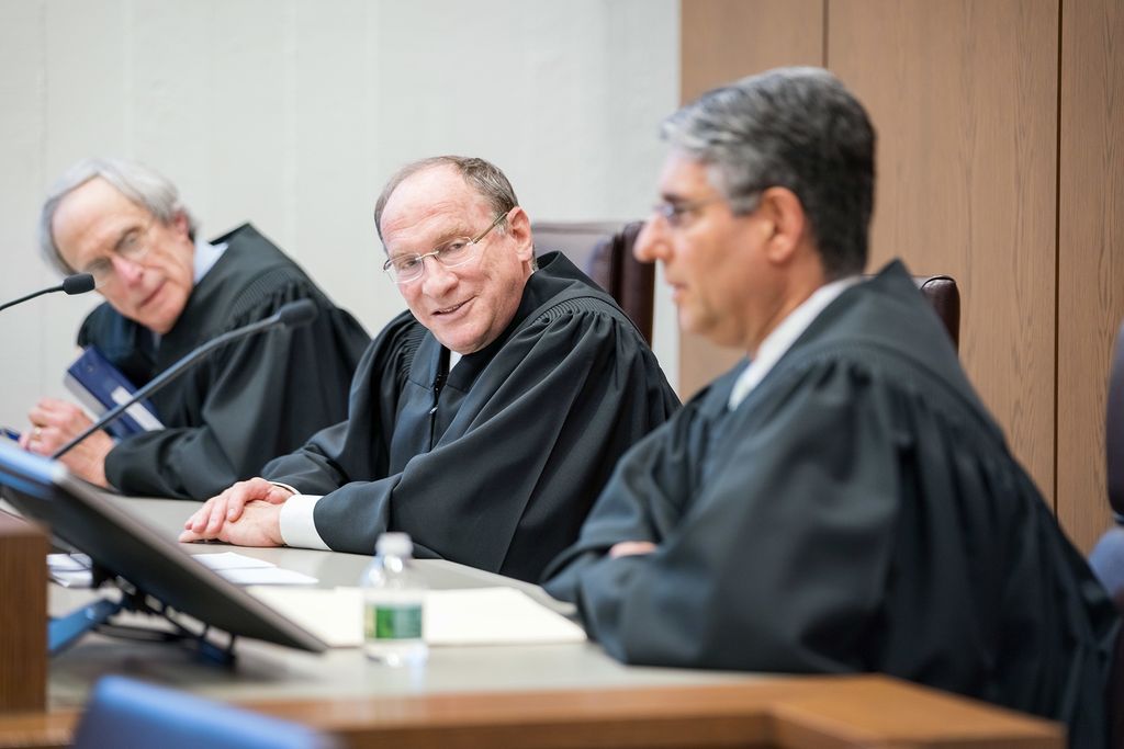 Albers Moot Court volunteer judges, Hon. Kermit Lipez, US Court of Appeals for the First Circuit, Hon. Ralph Gantz, Massachusetts Supreme Judicial Court, and Hon. Albert Diaz, US Court of Appeals for the Fourth Circuit.