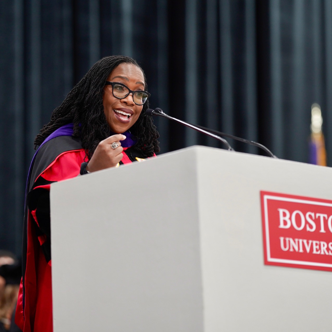 Justice Ketanji Brown Jackson delivers the BU Law Commencement.