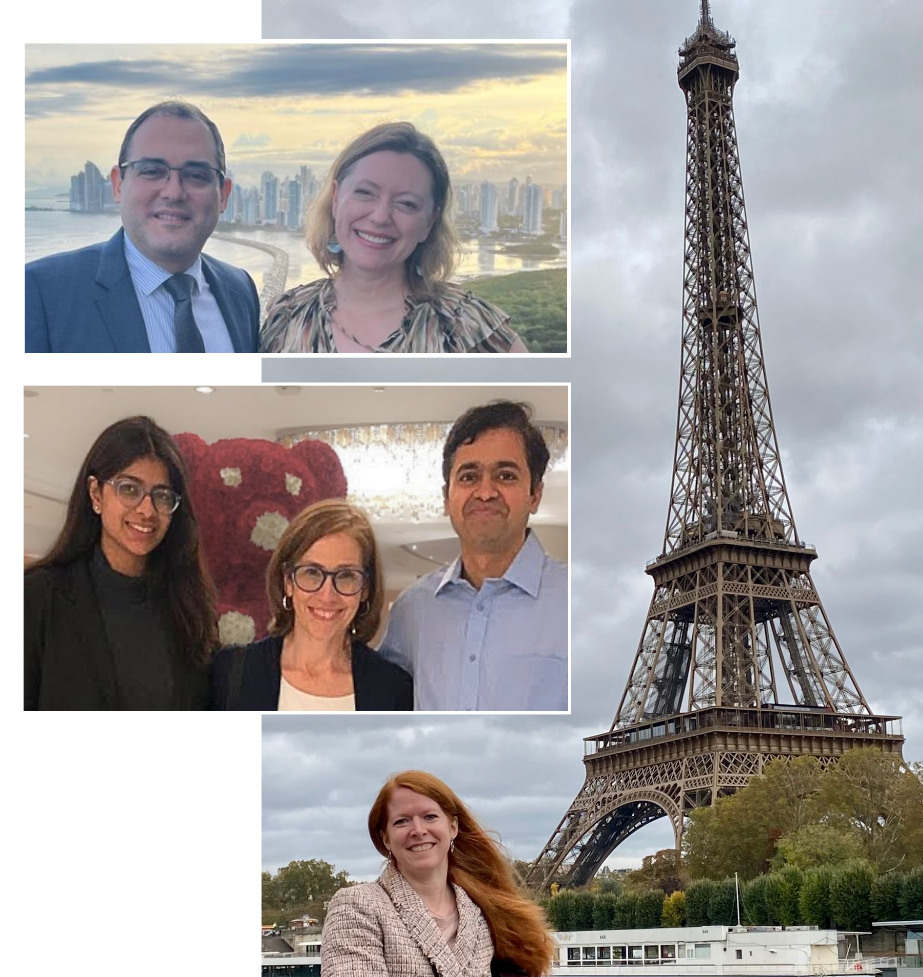 Collage of Rebecca Pendleton, Maureen Tracey Leo, and Christina Rice on their travels.