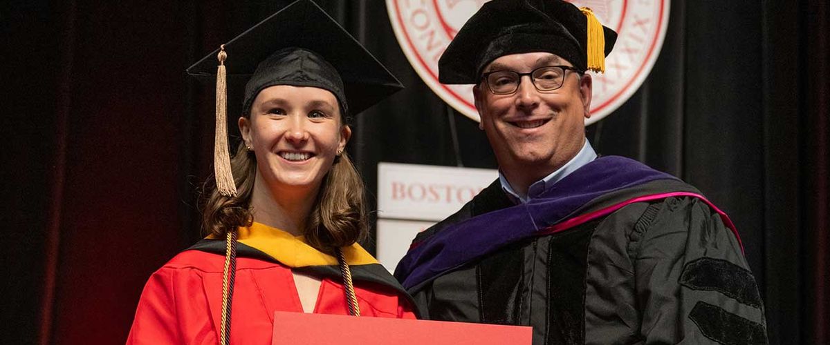 Emily de Lalla (MET’23) poses with Shea Cronin at commencement