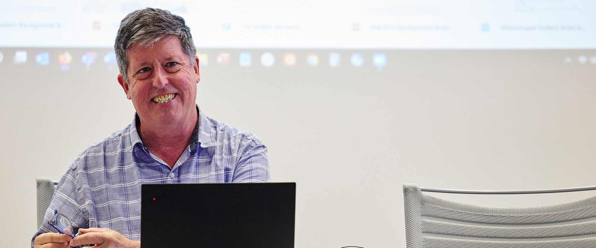 Associate Professor of the Practice and Director of Arts Administration Doug DeNatale teaching a course