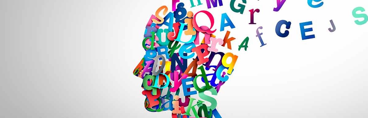 A graphic depicting a mind coming up with words