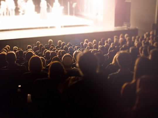 Theater audience watching a stage performance