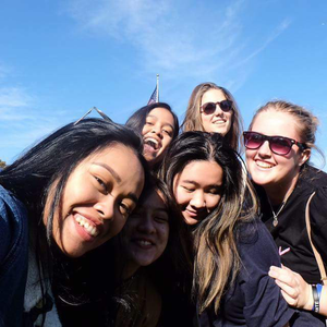 Posing with friends at BU MET