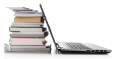 Textbooks and a laptop