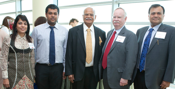 President Brown joins the Kanoria family, including Anant (CAS’12, SMG’12), second from left. President Brown joins the Kanoria family, including Anant (CAS’12, SMG’12), second from left.