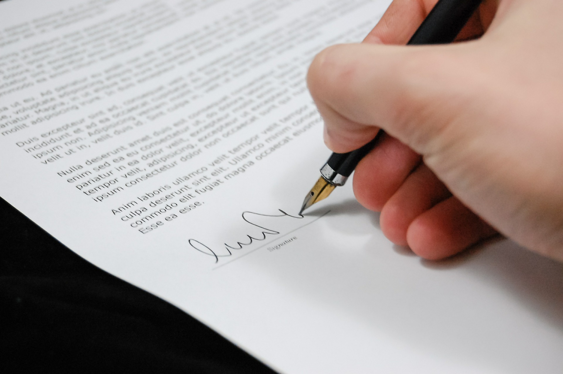 Hand signing document