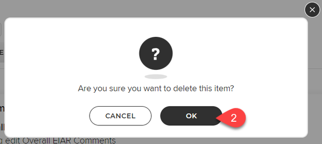 Click the black OK button in the center to confirm deletion