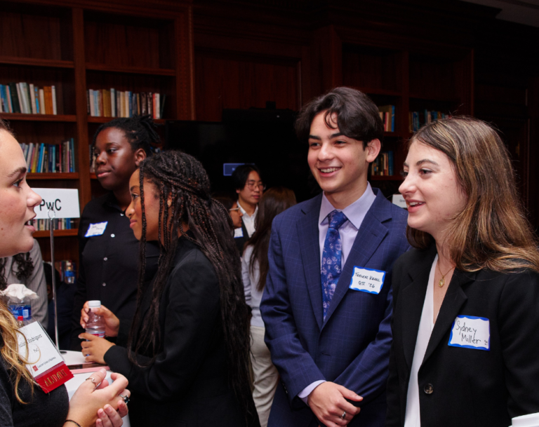 Students dressed in business professional network