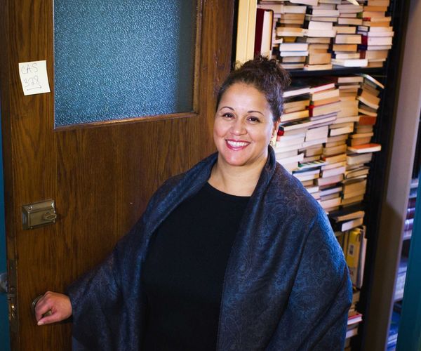 Faculty member in doorway