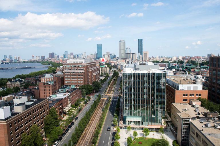 An aerial photo of Charles River Campus