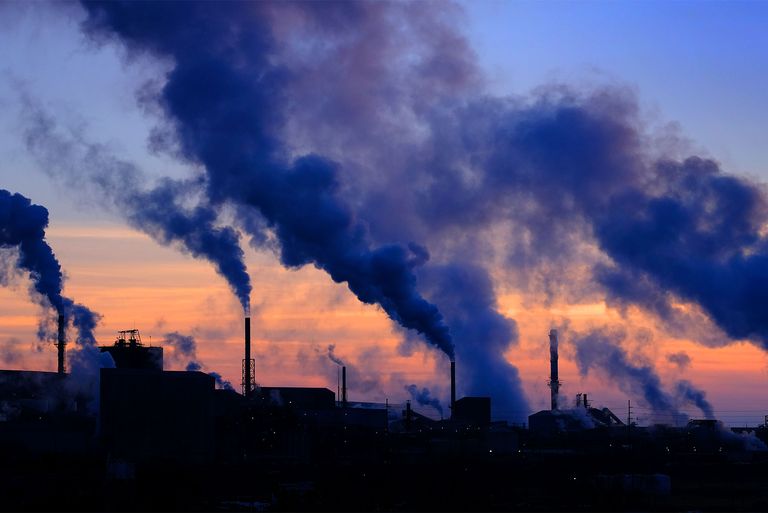 Factory at sunset