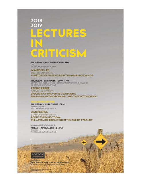 Lectures in Criticism Schedule