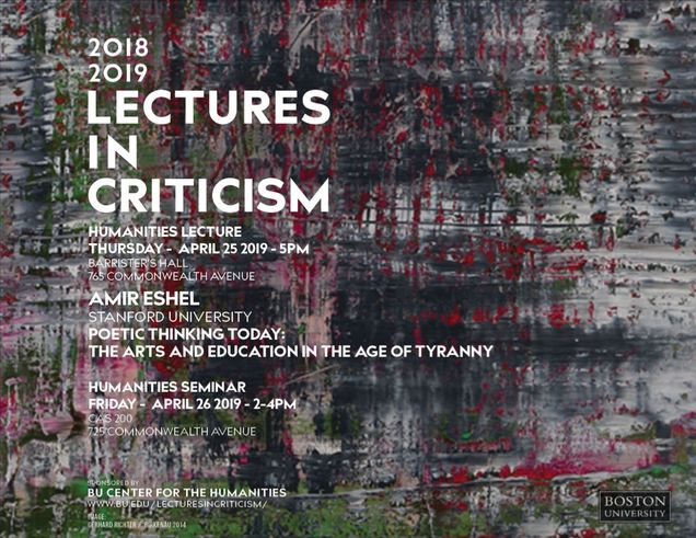 Flyer with info on Amir Eshel Humanities Lecture