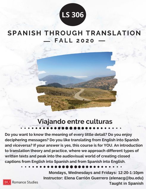 Flyer for LS 306 Fall 2020