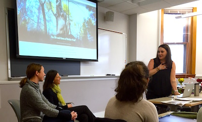 Sophie Godley (right) introduces Jessica Rinaldi (left) and Sarah Schweitzer.