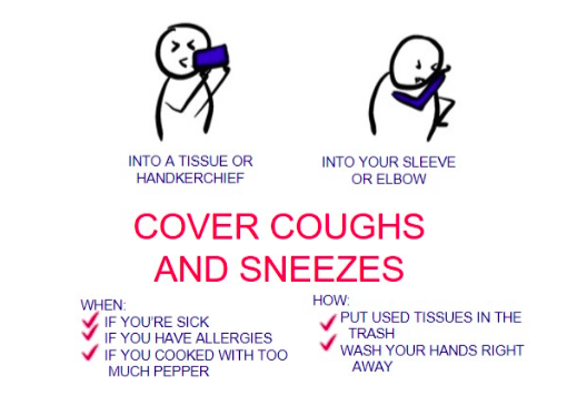 Cover coughs and sneezes