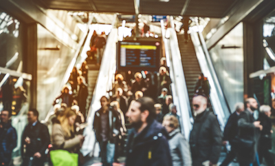 Commuters in a subway station