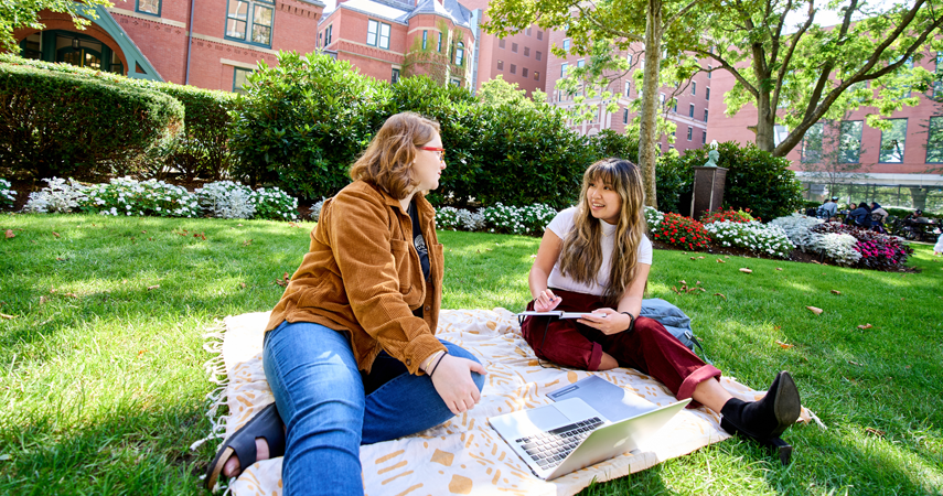 Two MPH students on BU Campus Talbot Green