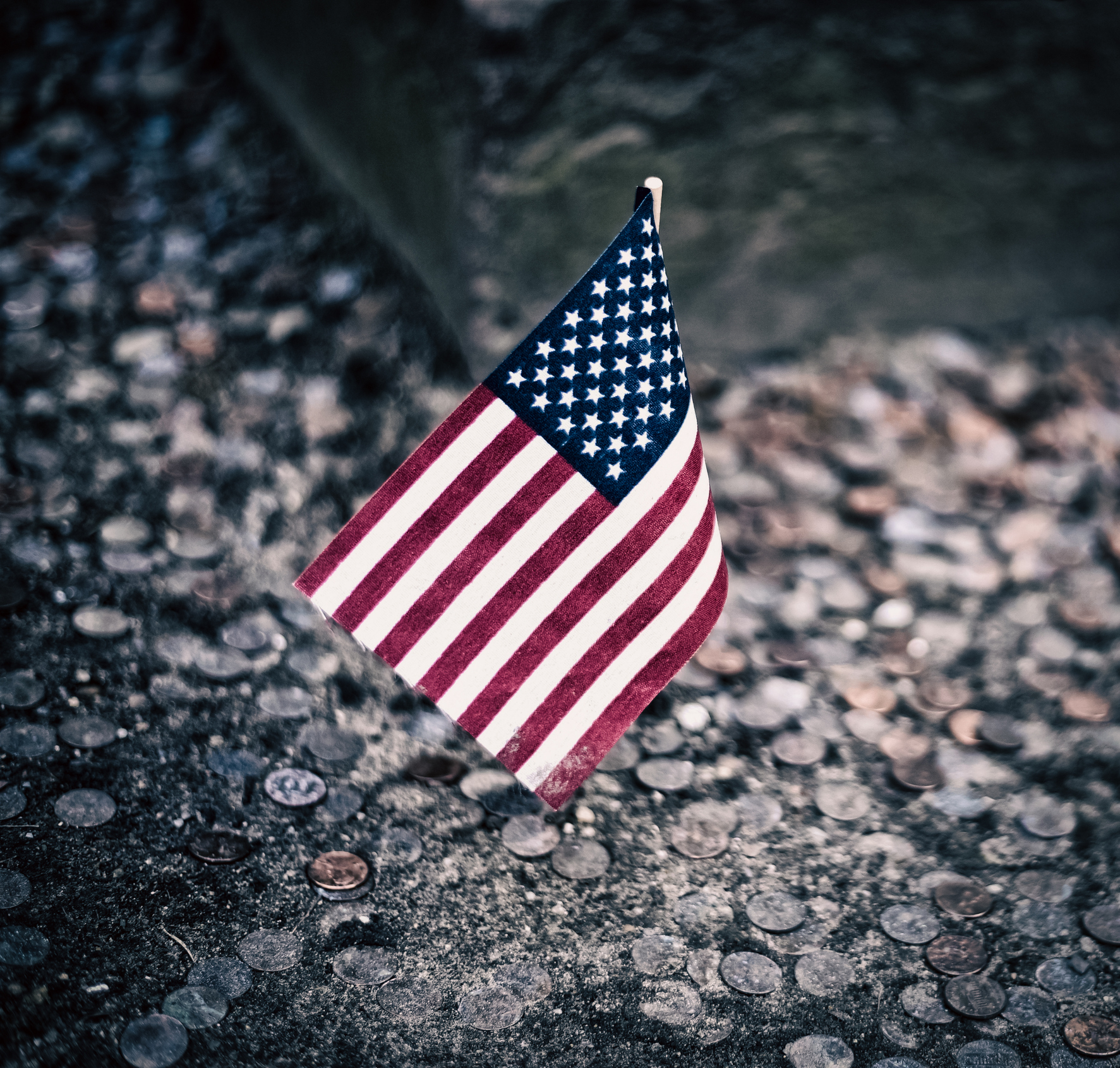 Mini US Flag in the ground