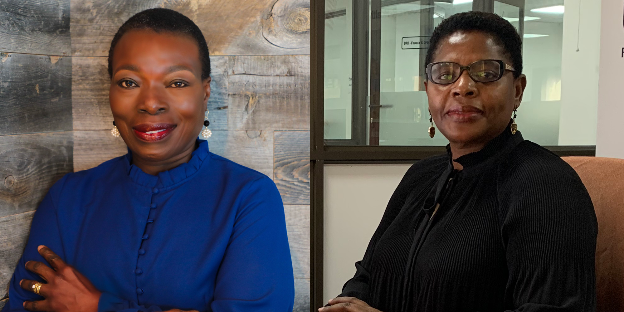 Side-by-side headshots of Kate Onyejekwe (left) and Muka Chikuba-McLeod (right)