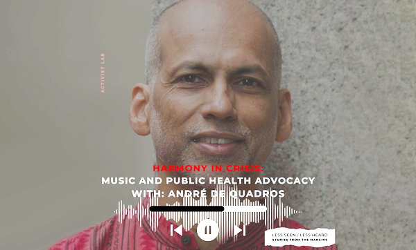 Screenshot of Less Seen/Less Heard podcast episode with André de Quadros