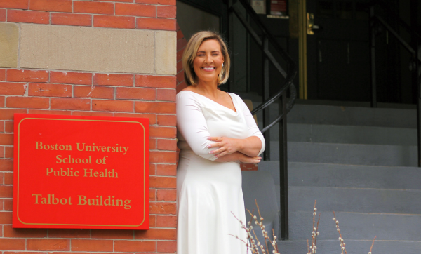 Danielle Chaplick in front of the Talbot Building