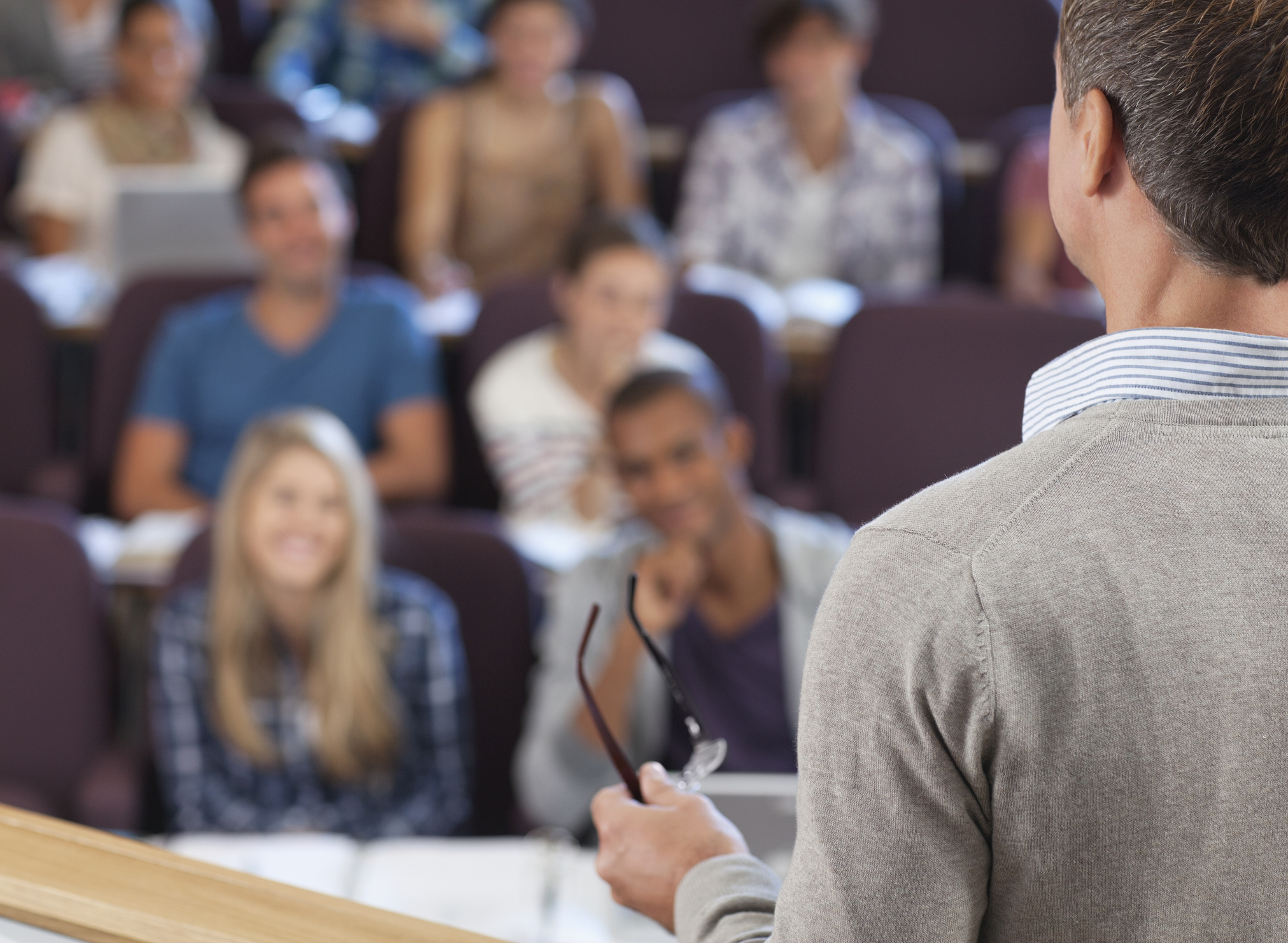 Professor and students in lecture hall
